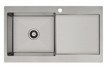 Lavabo Kubus 90 L soft Rustfri stålvask 900x500  - Bassin til venstre